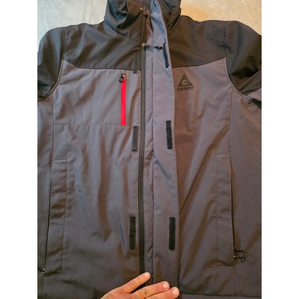 Gerry Jacket Mens Size L Gray Multicolor Ripstop Full Zip Hiking Snow Nature